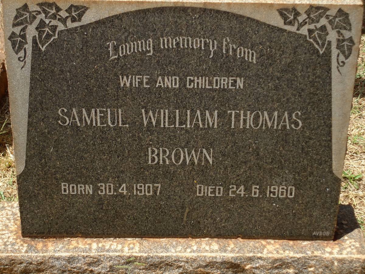 BROWN Sameul William Thomas 1907-1960
