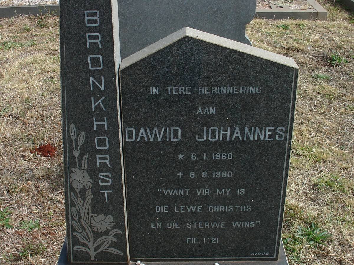 BRONKHORST Dawid Johannes 1960-1980