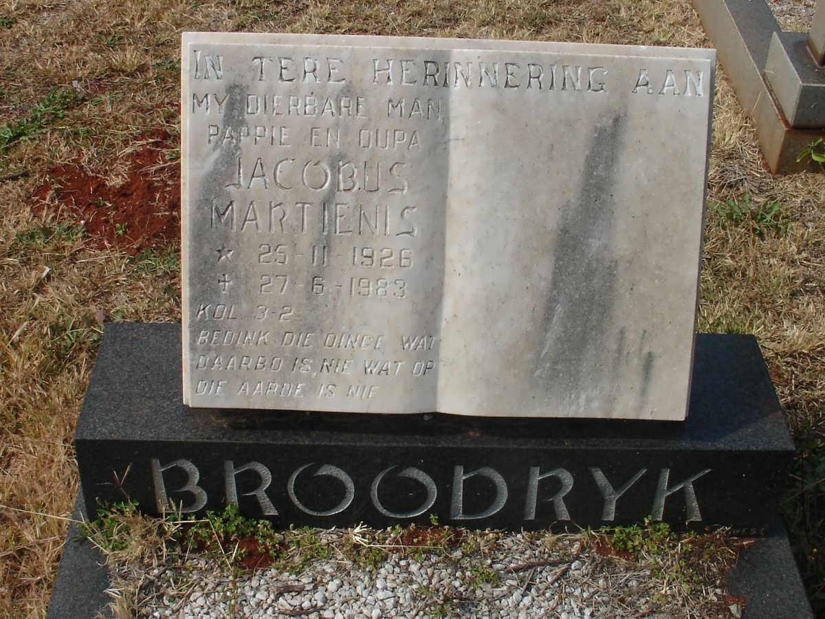 BROODRYK Jacobus Martienis 1926-1983