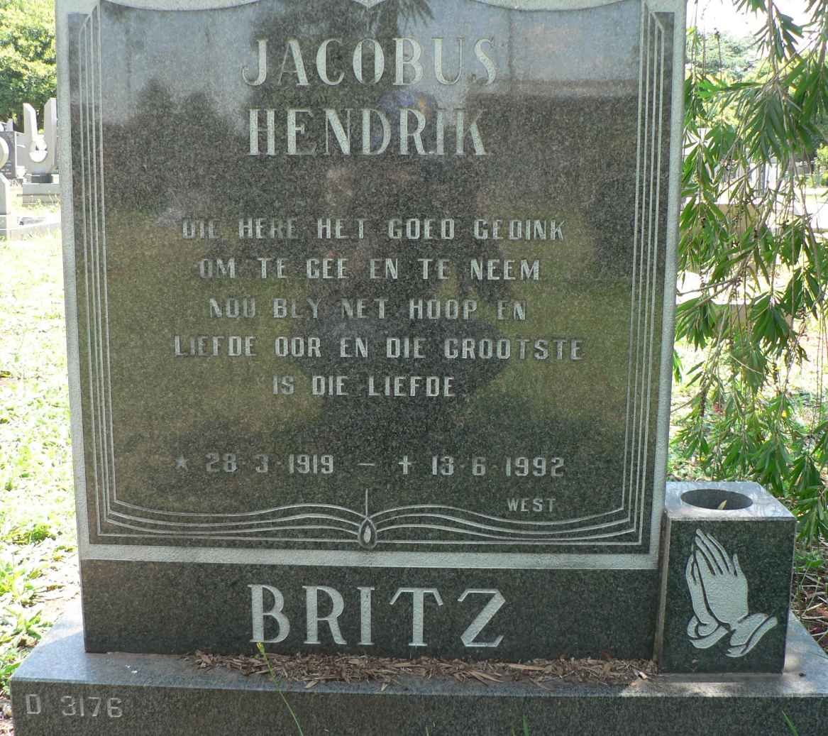 BRITZ Jacobus Hendrik 1919-1992