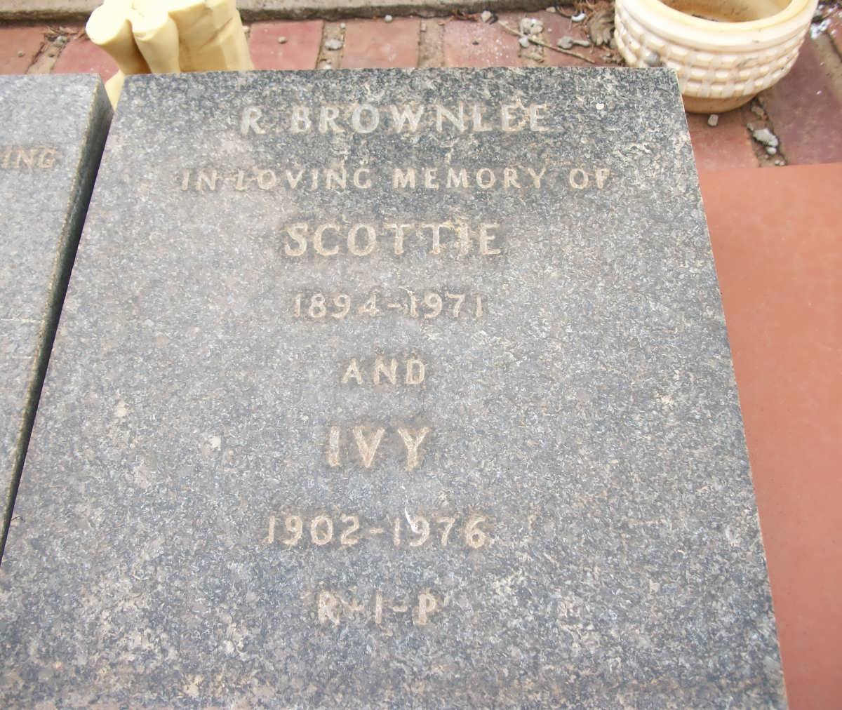 BROWNLEE Scottie 1894-1971 &amp; Ivy 1902-1976