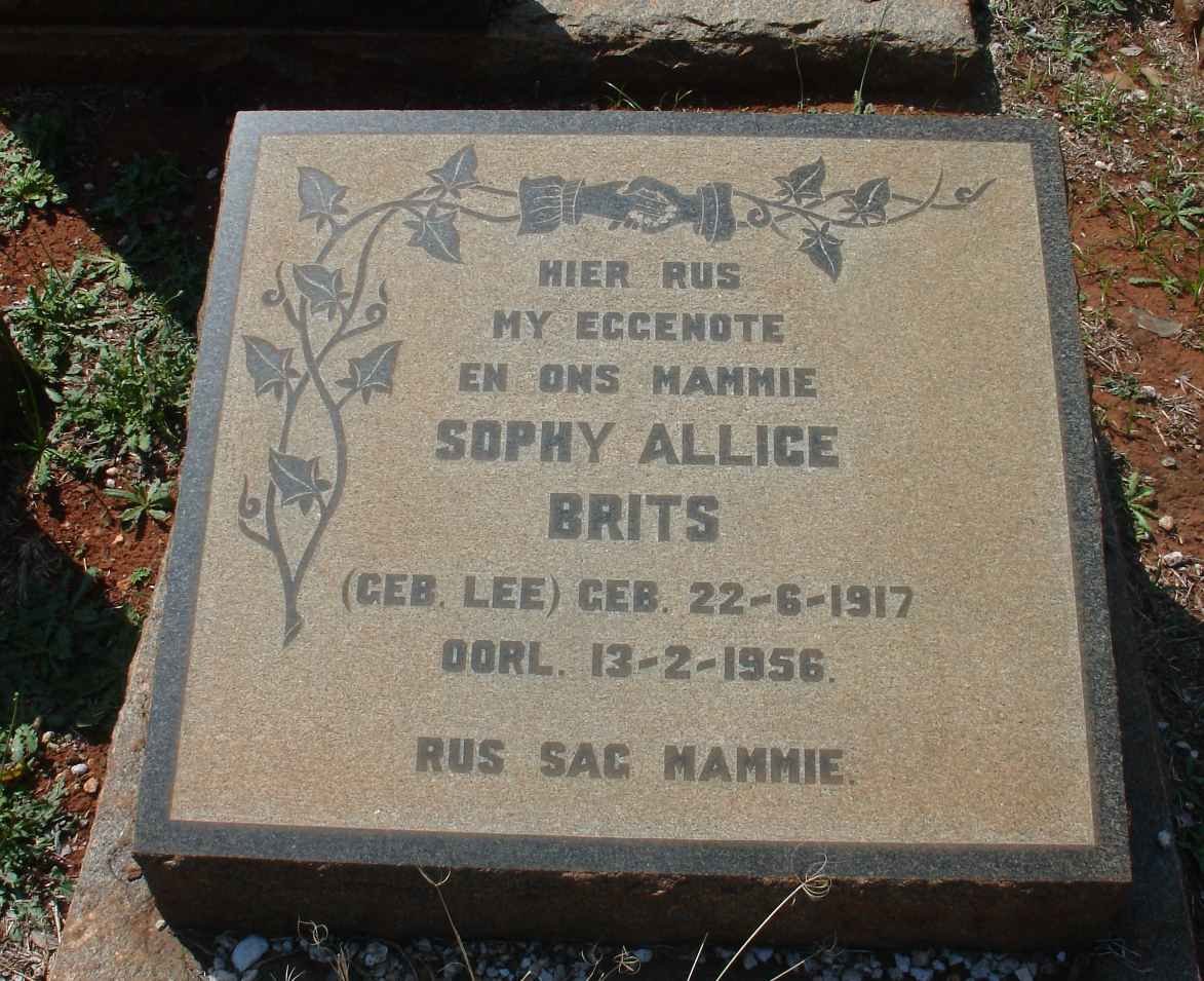 BRITS Sophy Allice nee LEE 1917-1956