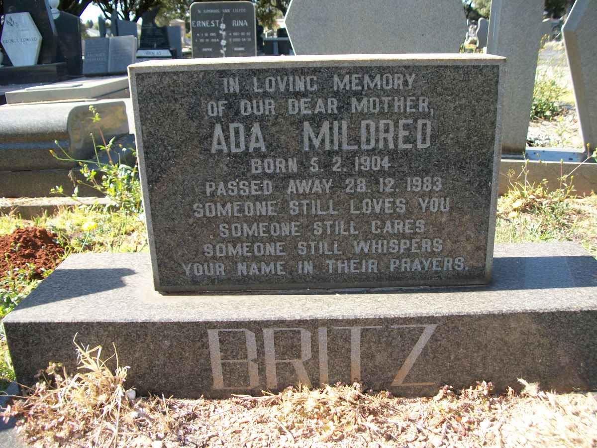 BRITZ Ada Mildred 1904-1983