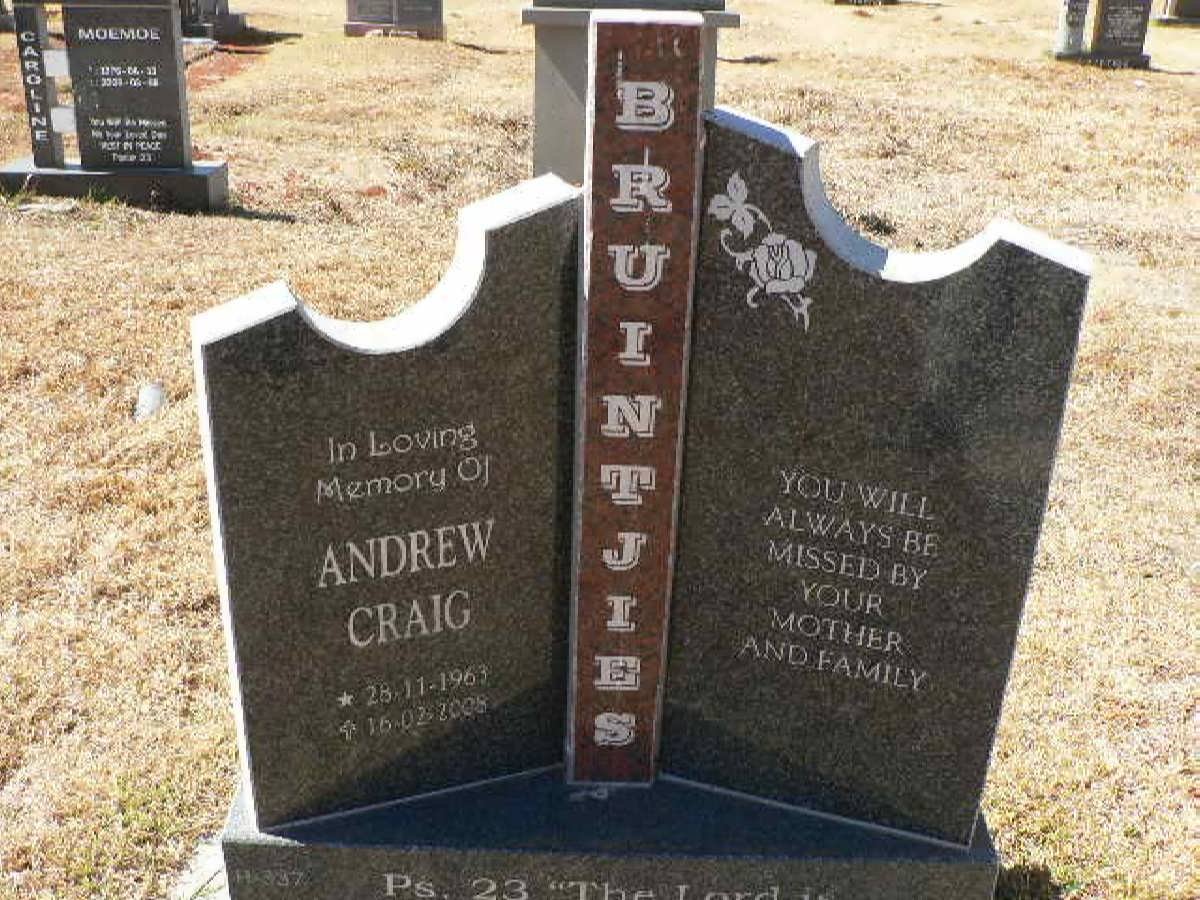 BRUINTJIES Andrew Craig 1963-2008