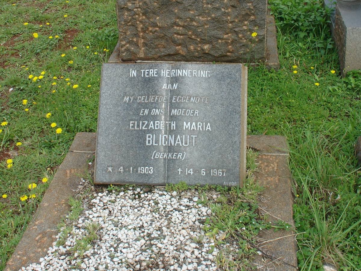 BLIGNAUT Elizabeth Maria nee BEKKER 1903-1967