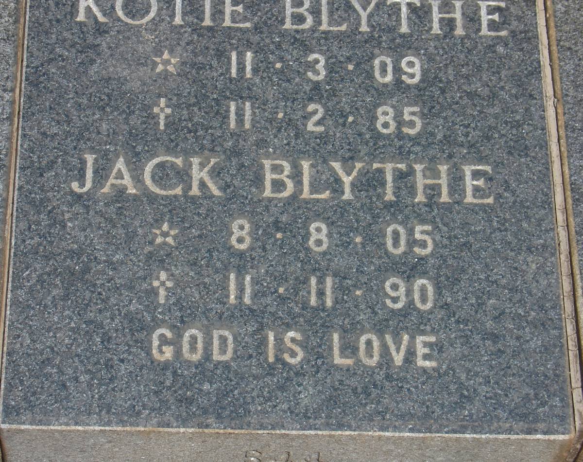 BLYTHE Jack 1905-1990 &amp; Kotie 1919-1985