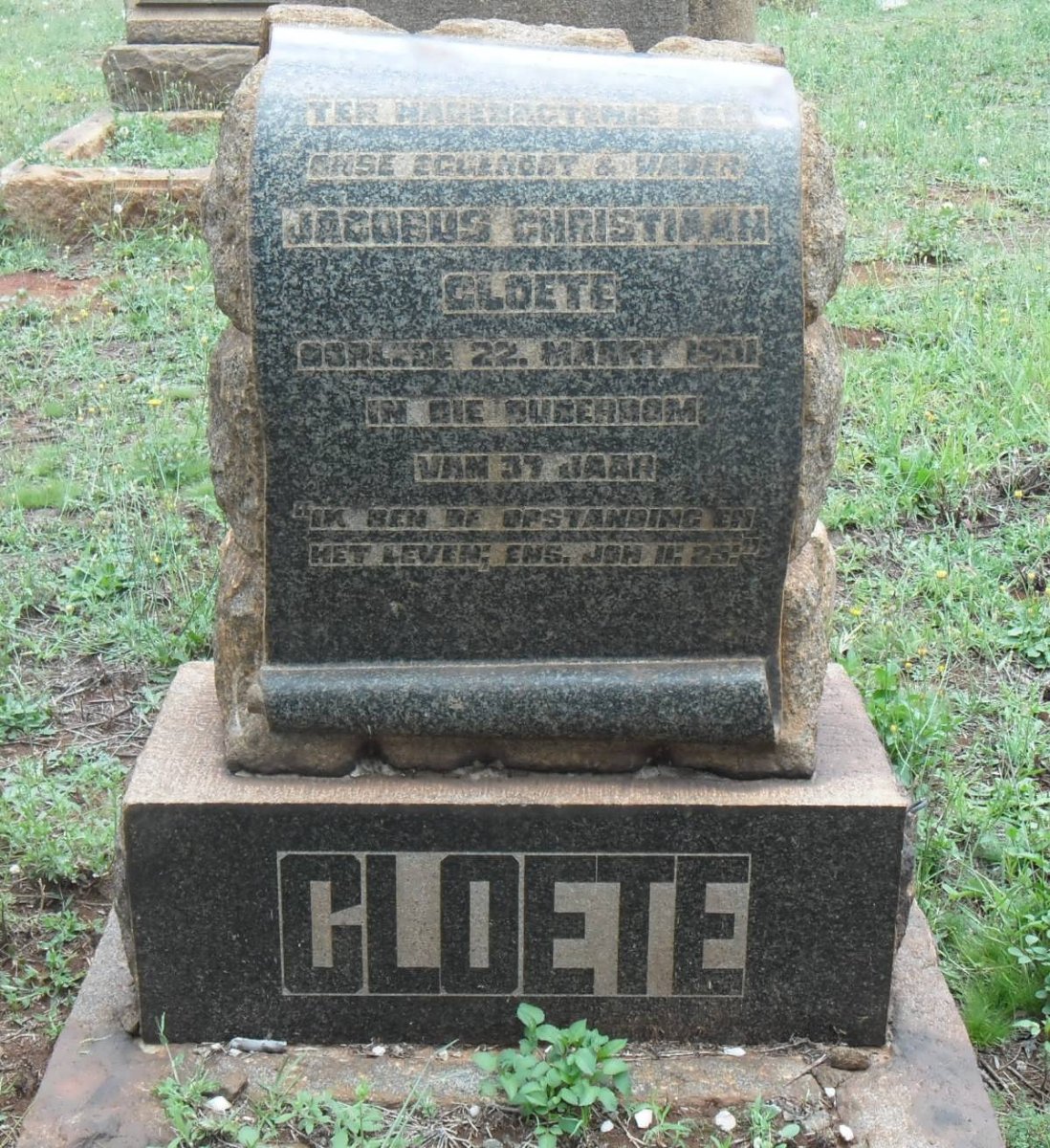 CLOETE Jacobus Christiaan -1931