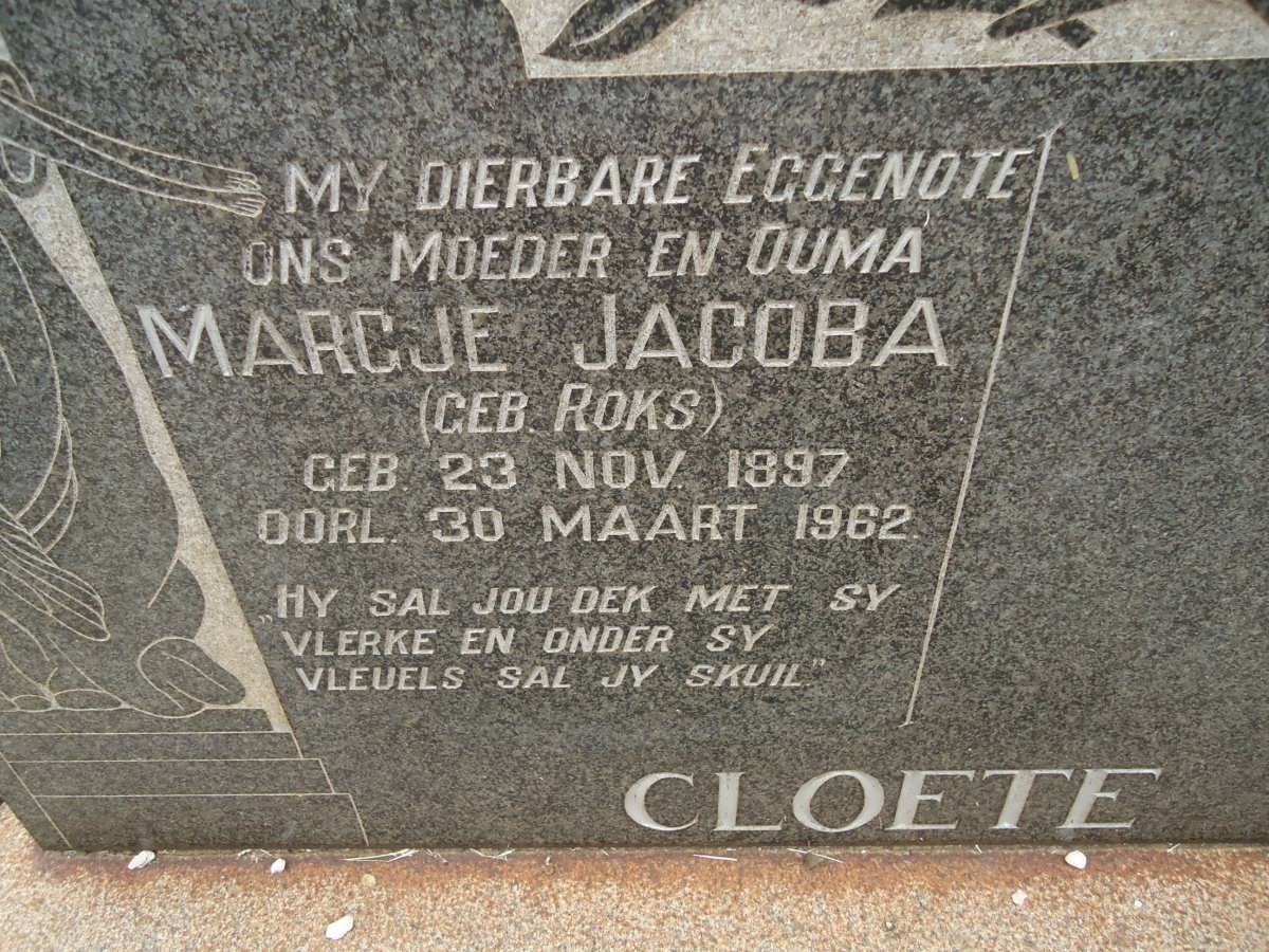 CLOETE Margje Jacoba nee ROKS 1897-1962