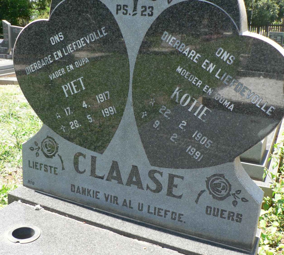 CLAASE Piet 1917-1991 &amp; Kotie 1905-1991