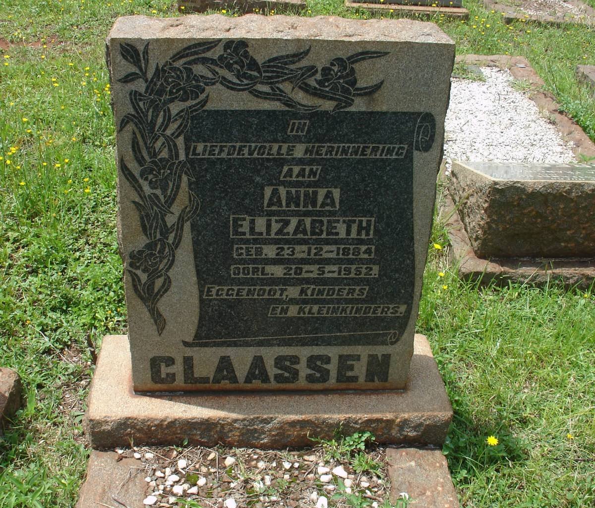CLAASSEN Anna Elizabeth 1884-1952