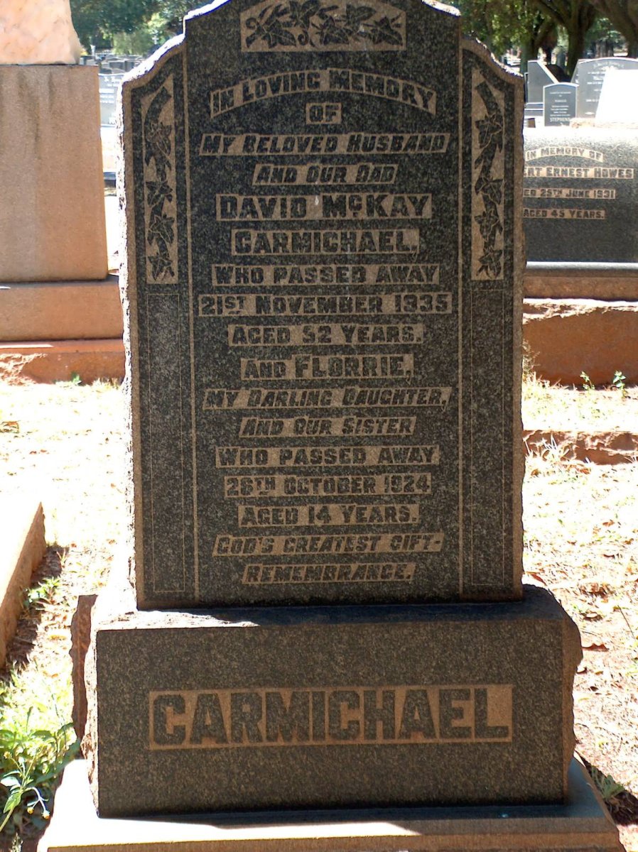 CARMICHAEL David McKay -1935 :: CARMICHAEL Florrie -1924