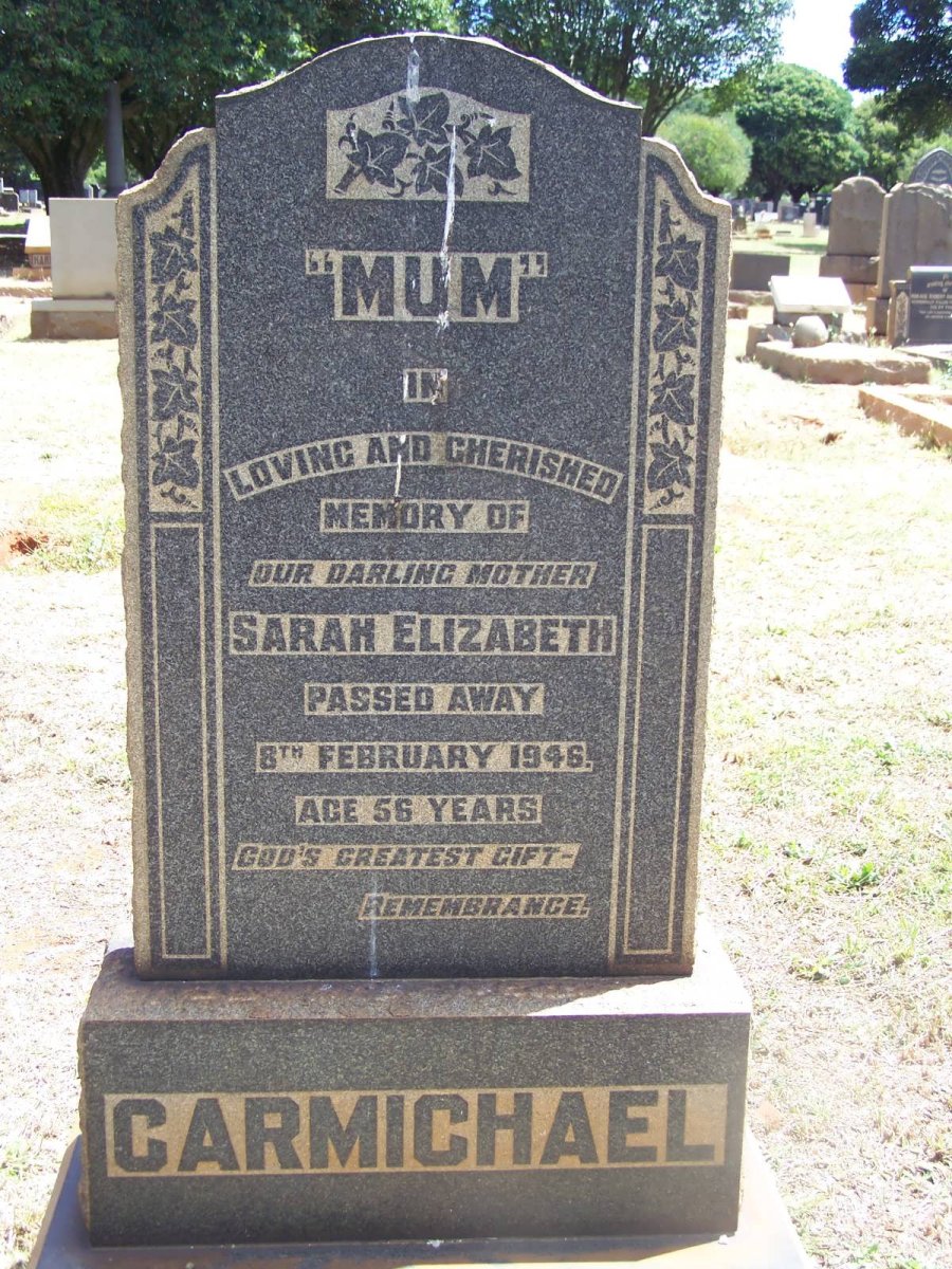 CARMICHAEL Sarah Elizabeth -1946