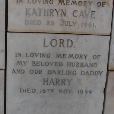 CAVE Kathryn -1961 :: LORD Harry -1959