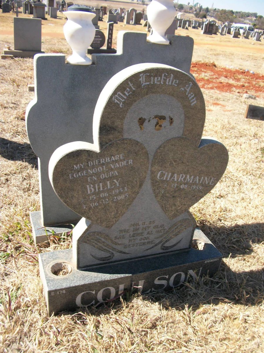 COULSON Billy  1953-2005 &amp; Charmaine 1959-