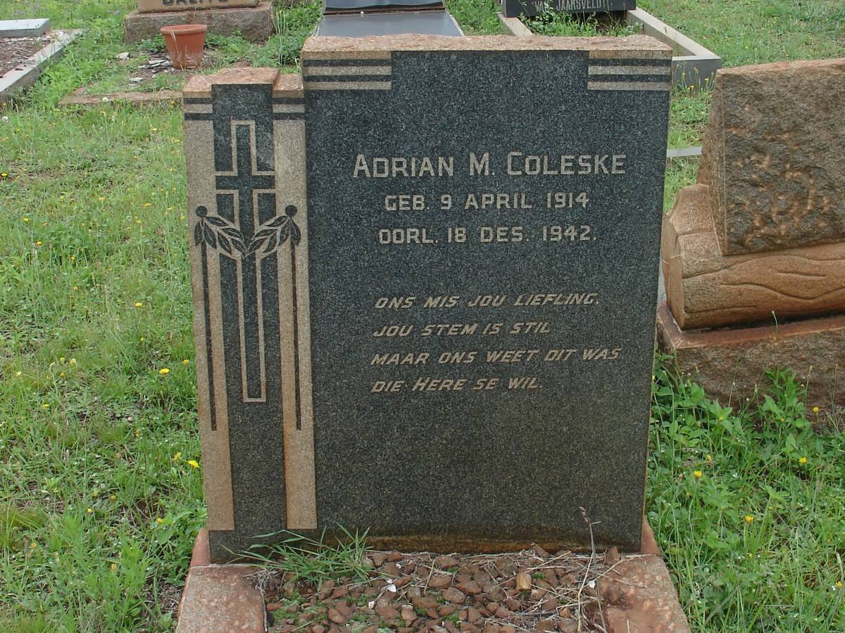 COLESKE Adrian M. 1914-1942