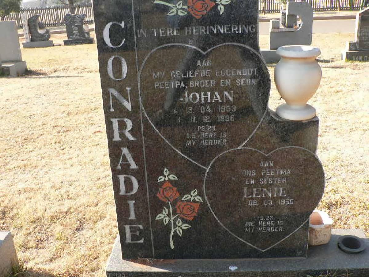 CONRADIE Johan 1953-1996 &amp; Lenie 1950-