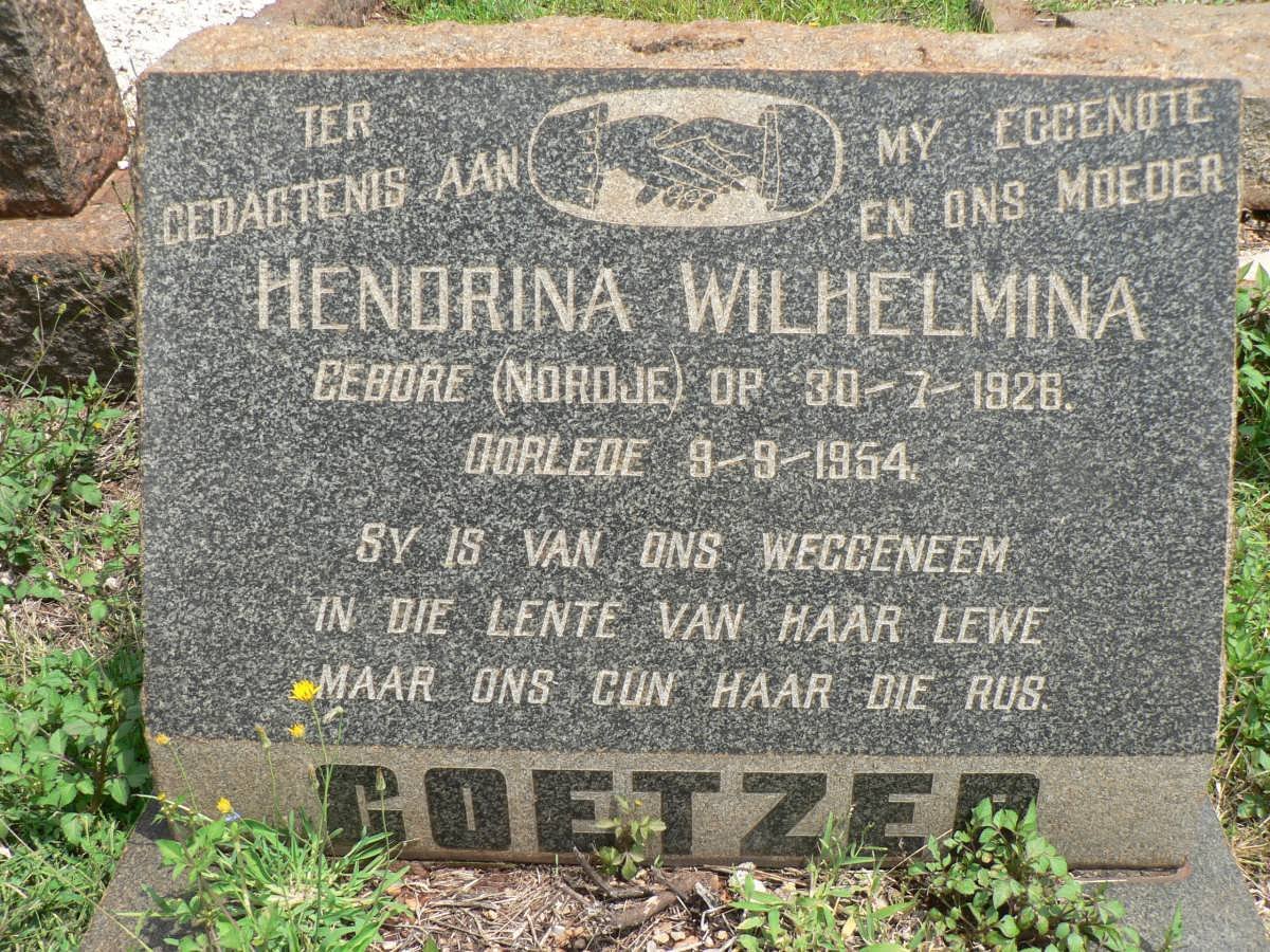 COETZER Hendrina Wilhelmina nee NORDJE 1926-1954