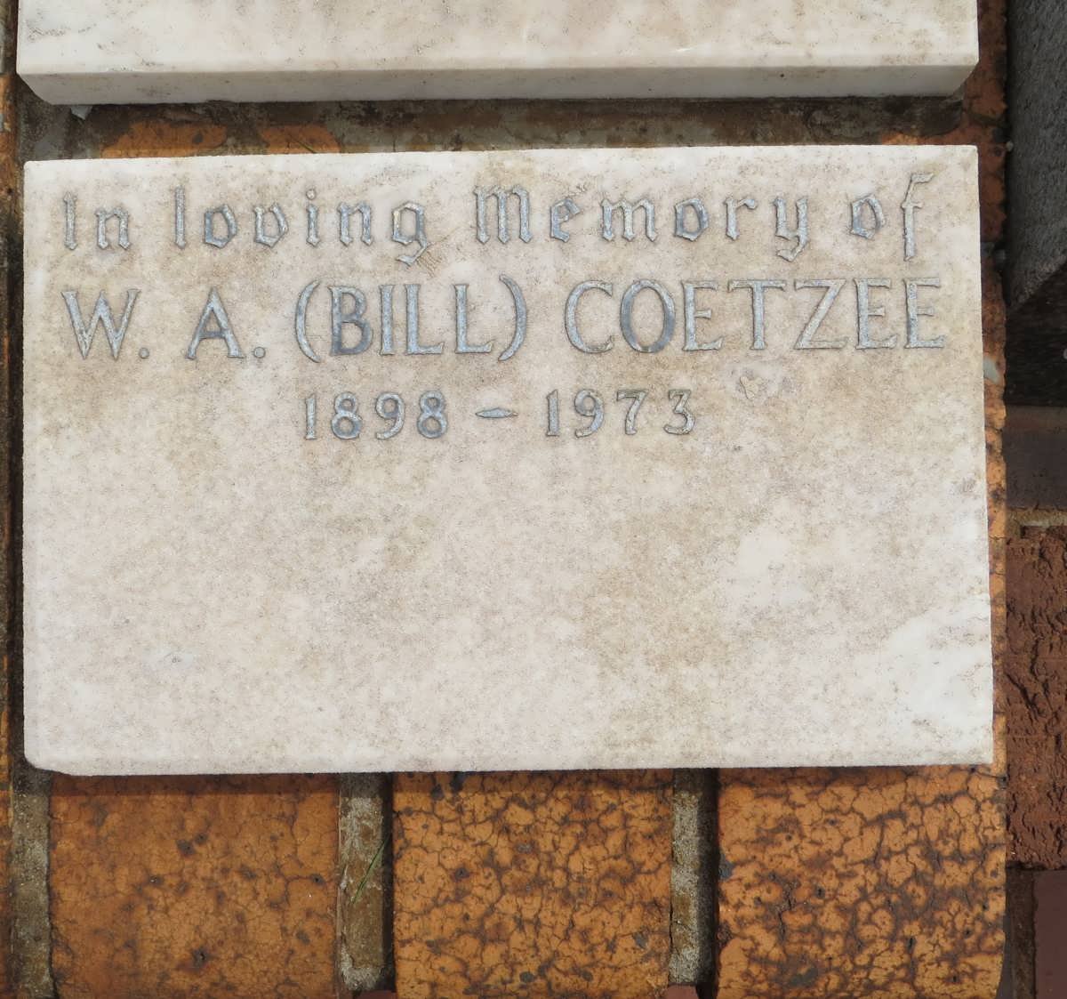 COETZEE W.A. 1898-1973