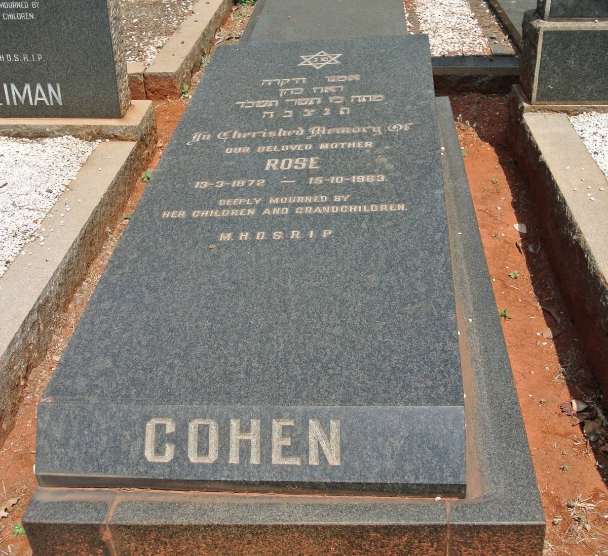 COHEN Rose 1872-1963