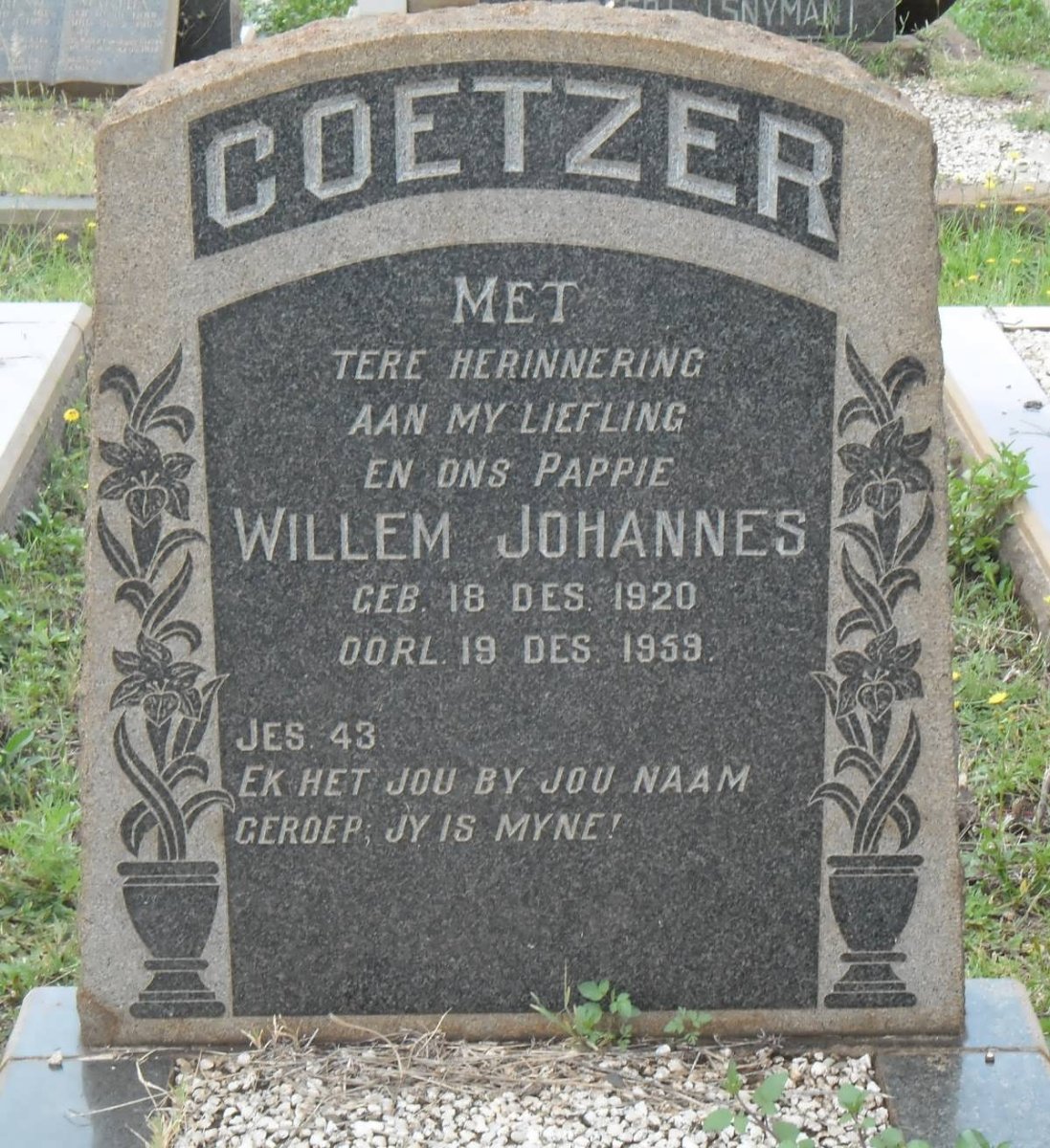 COETZER Willem Johannes 1920-1959