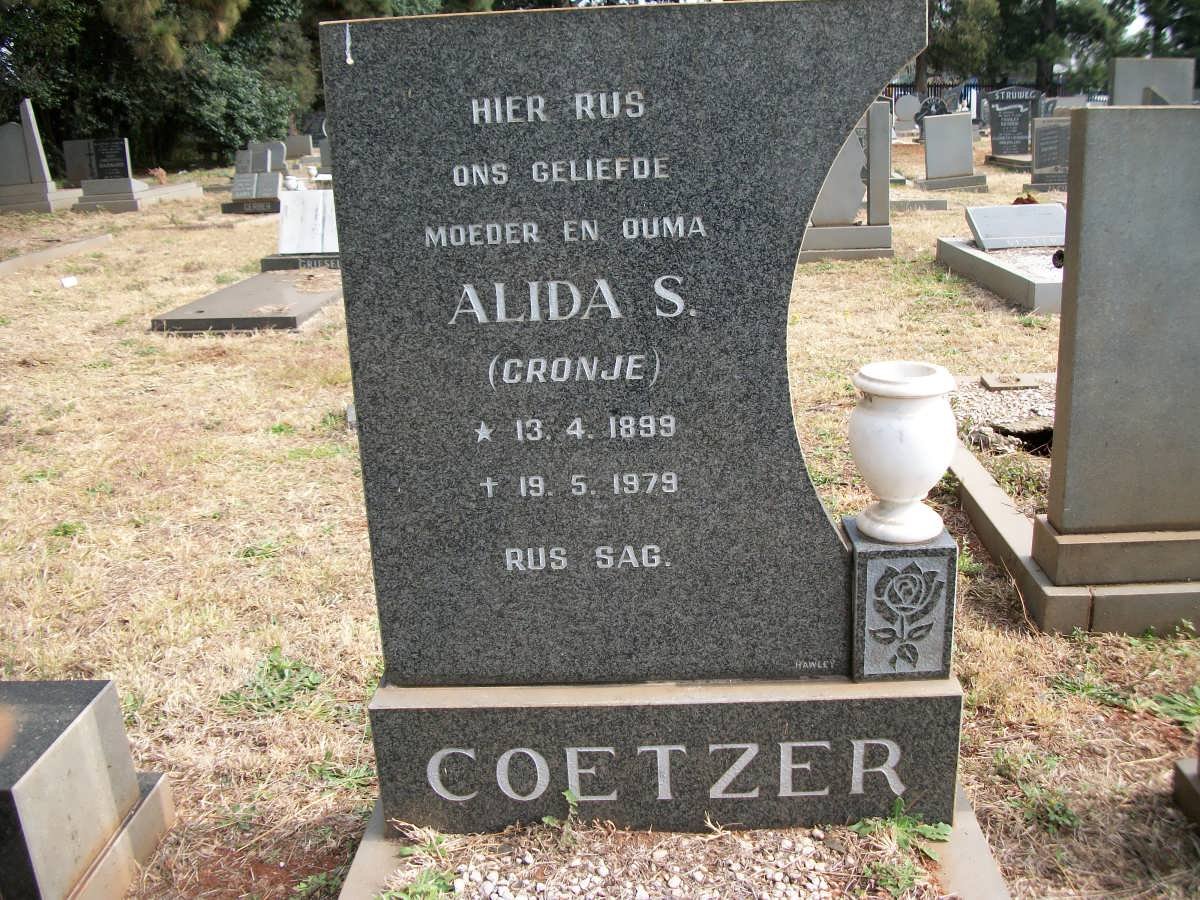 COETZER Alida S. nee CRONJE 1899-1979