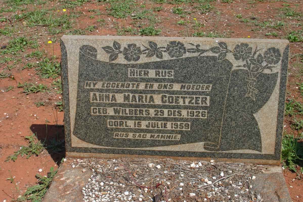 COETZER Anna Maria nee WILBERS 1926-1959