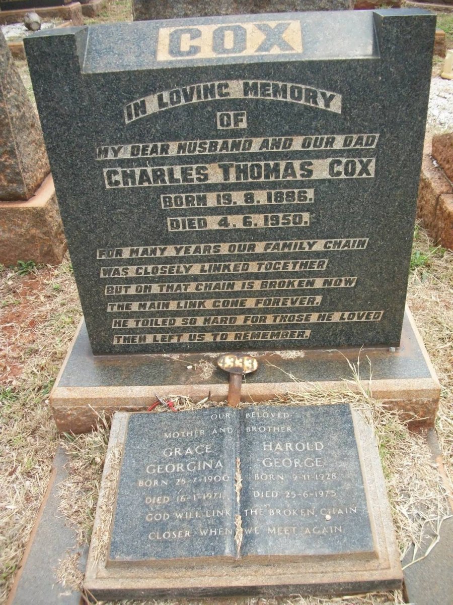 COX Charles Thomas 1886-1950 &amp; Grace Georgina 1900-1971 :: COX Harold George 1928-1975