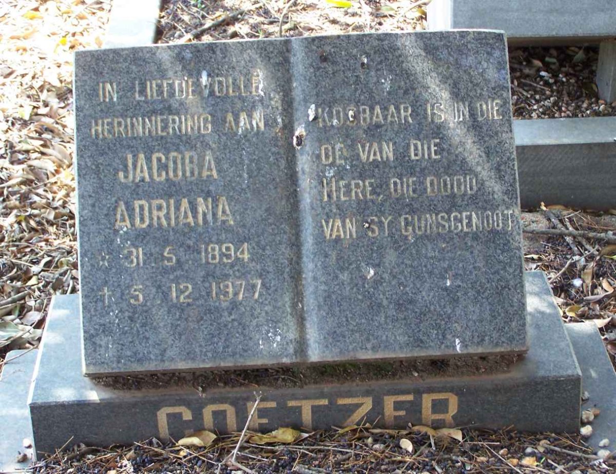 COETZER Jacoba Adriana 1894-1977
