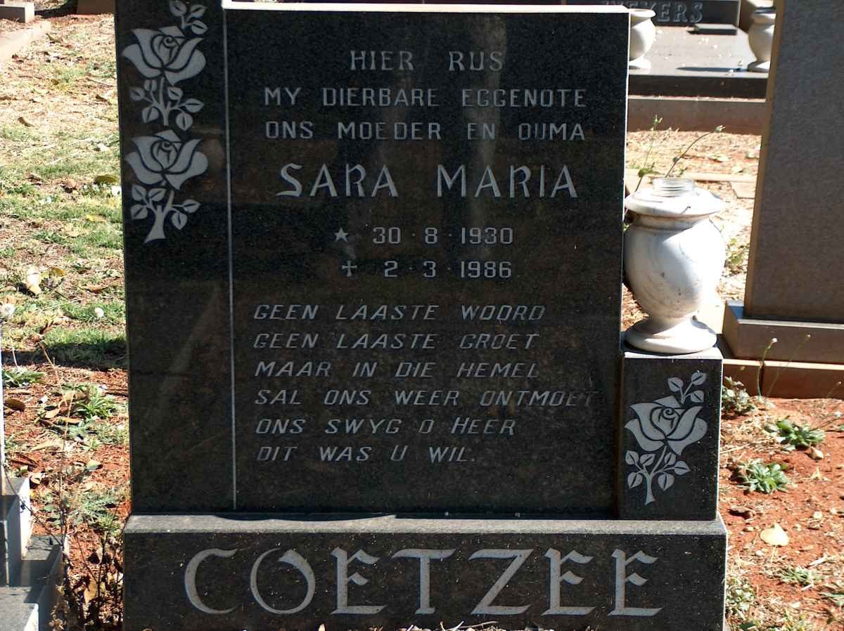 COETZEE Sara Maria 1930-1986