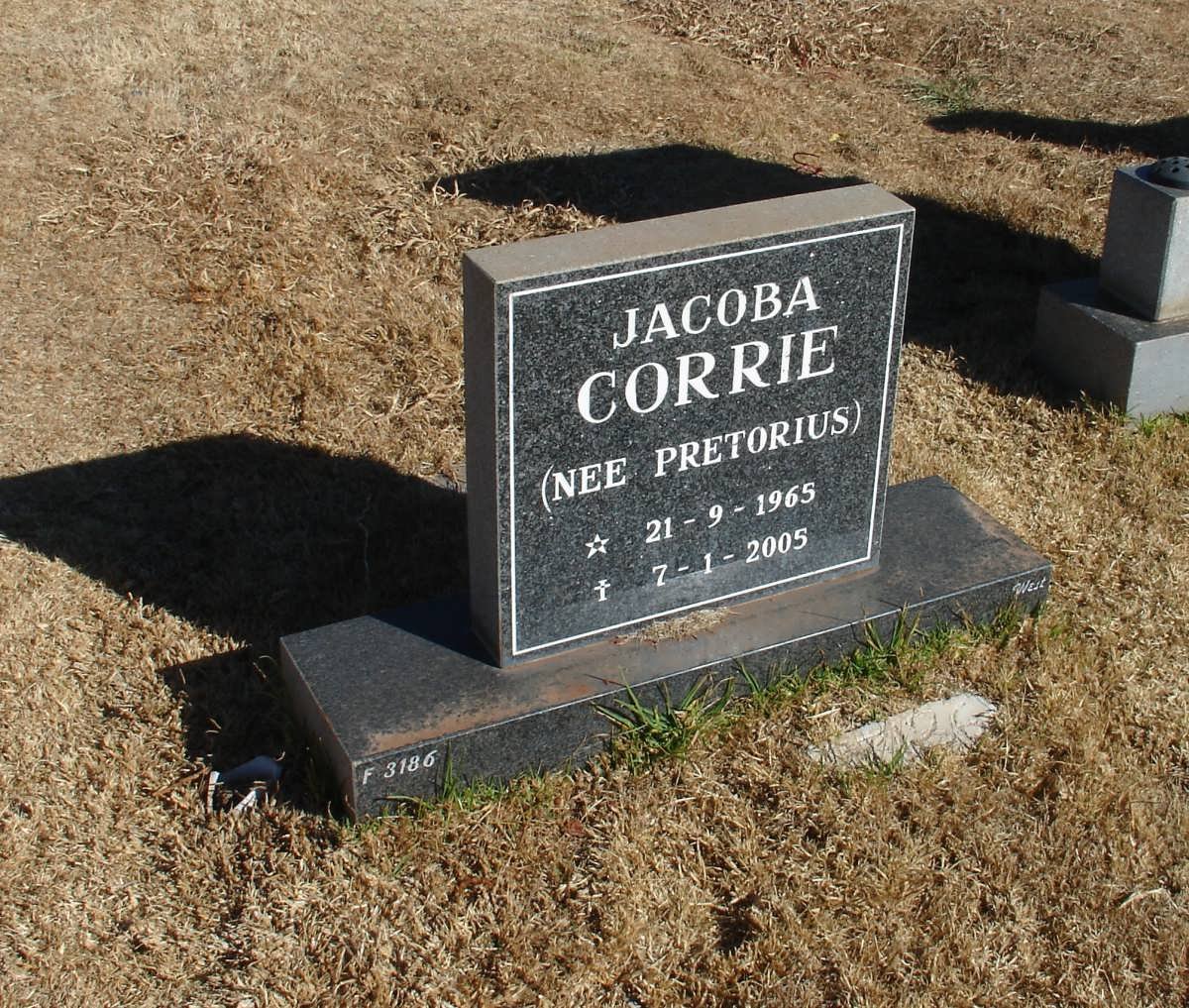 CORRIE Jacoba nee PRETORIUS 1965-2005