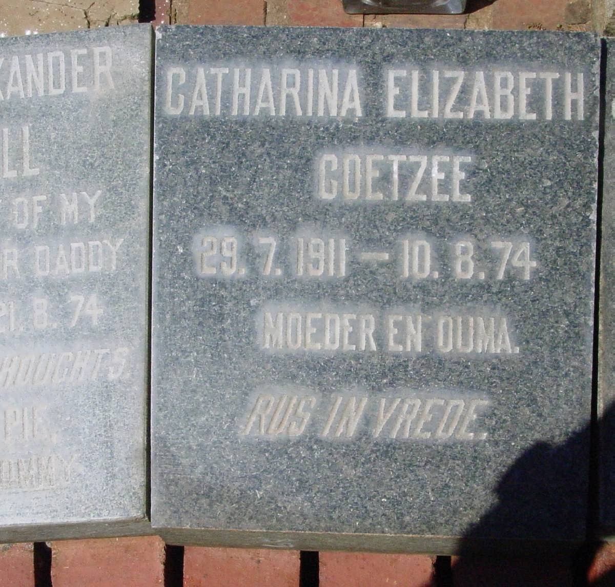 COETZEE Catharina Elizabeth 1911-1974