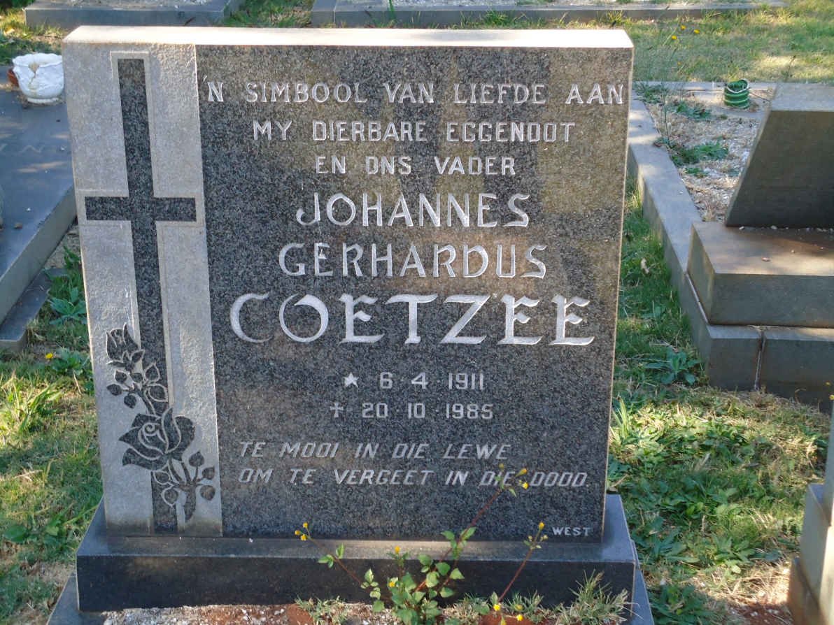 COETZEE Johannes Gerhardus 1911-1985