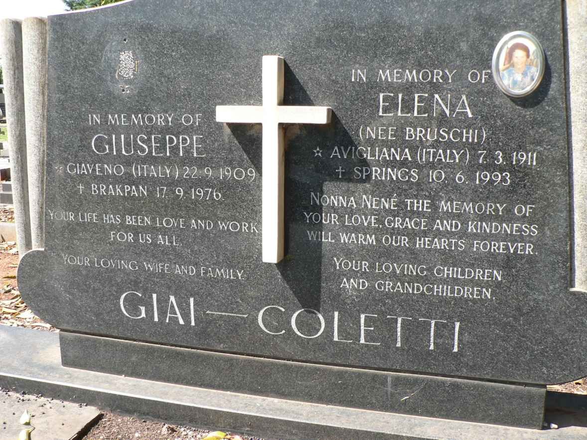 COLETTI Guiseppe, Giai 1909-1976 &amp; Elena BRUSCHI 1911-1993