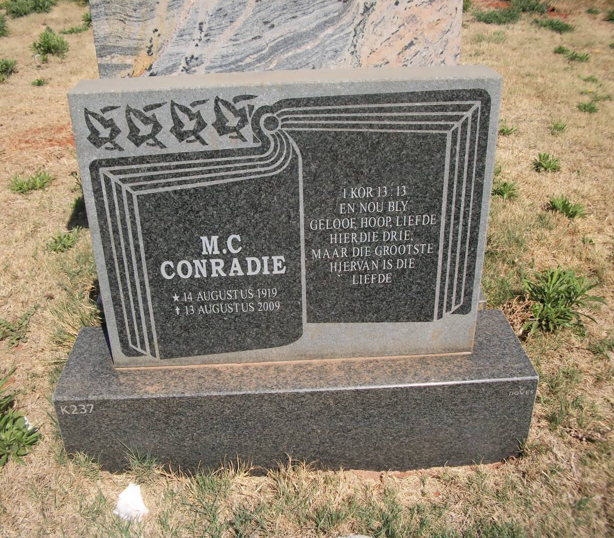 CONRADIE M.C. 1919-2009