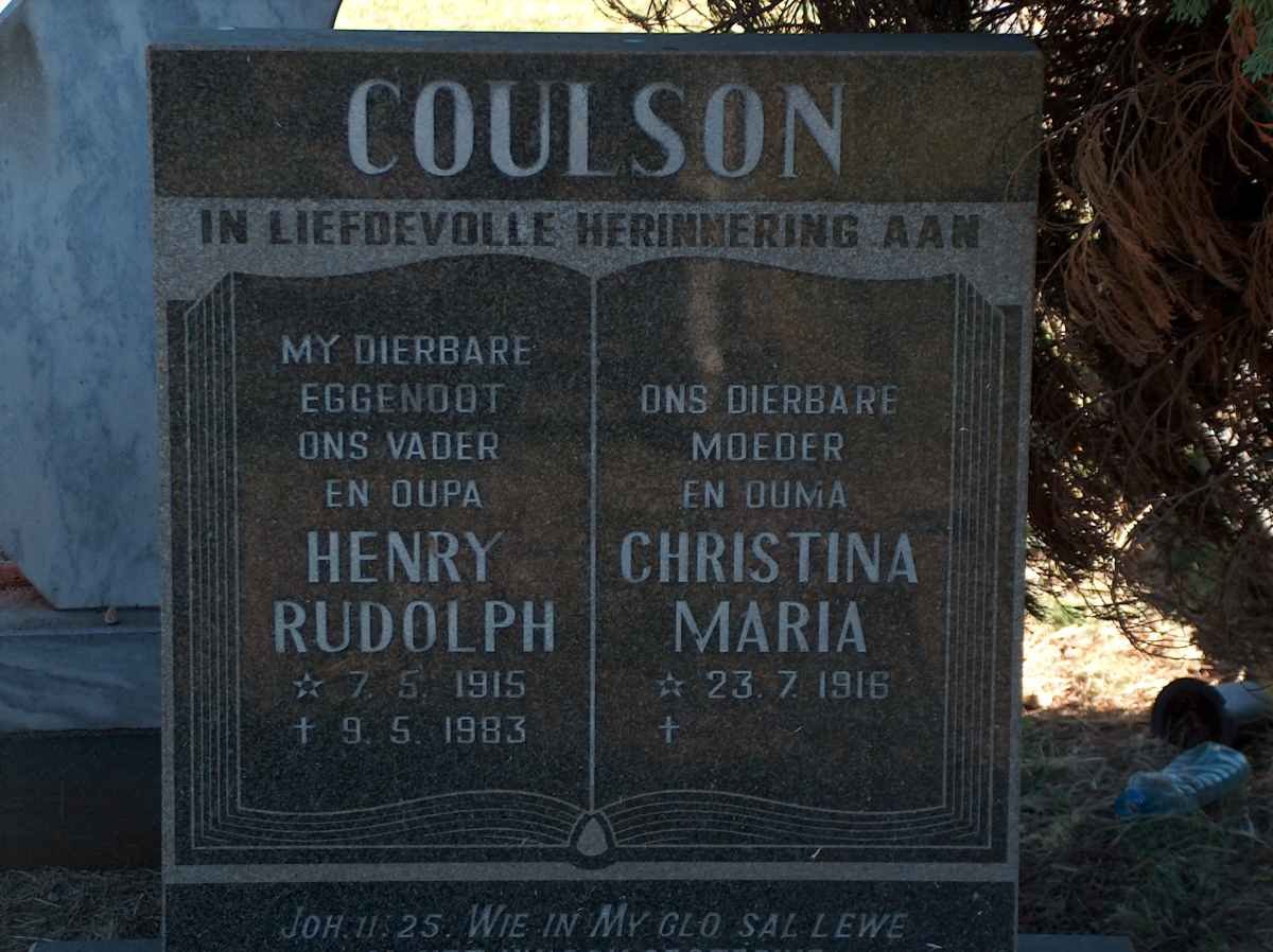 COULSON Henry Rudolph 1915-1983 &amp; Christina Maria 1916-