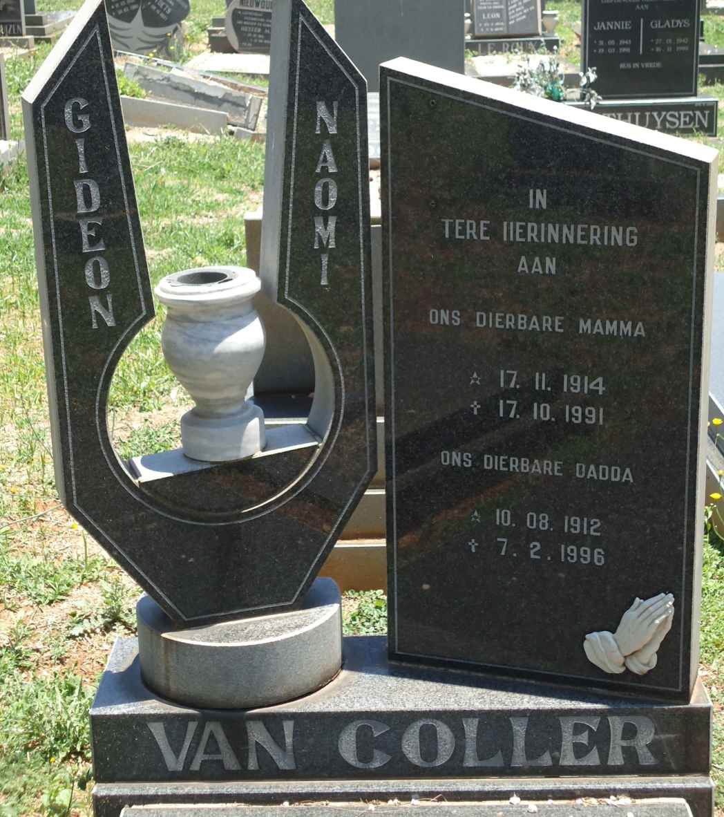 COLLER Gideon, van 1912-1996 &amp; Naomi 1914-1991