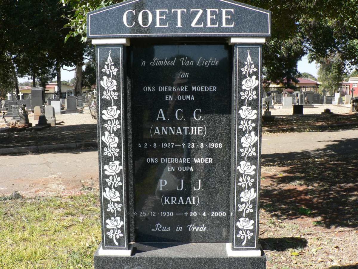 COETZEE P.J.J. 1930-2000 &amp; A.C.C. 1927-1988 