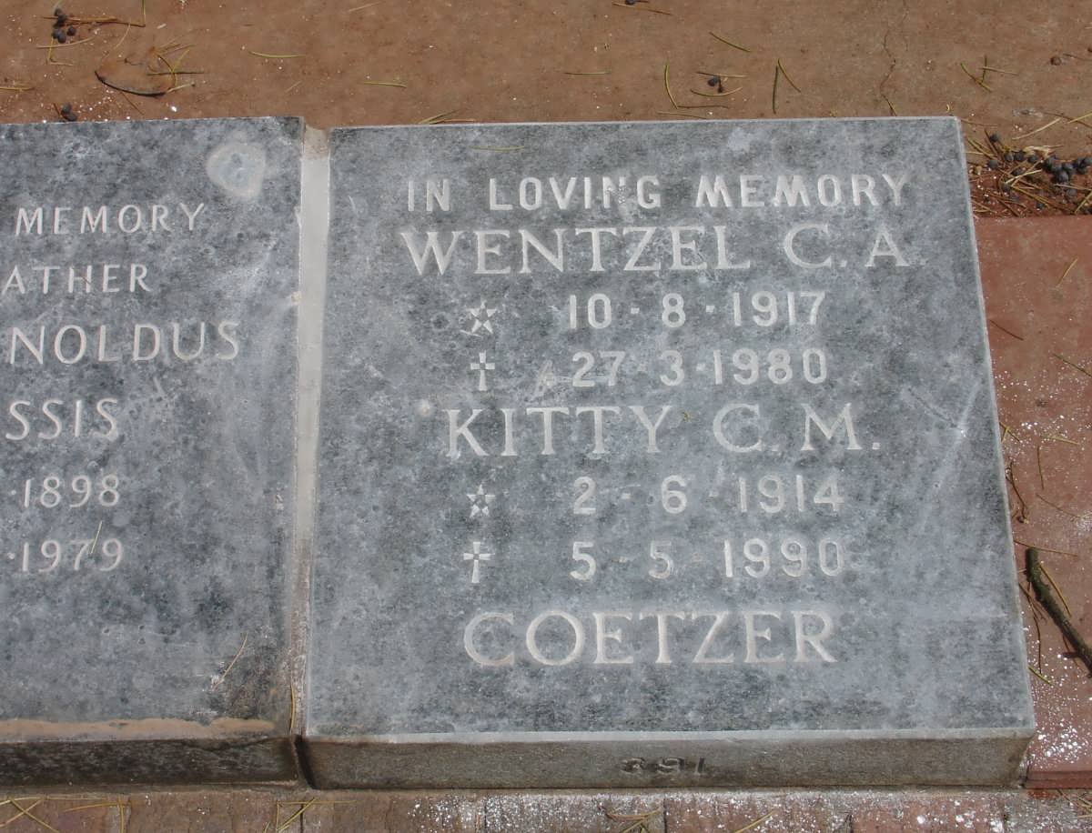 COETZER Wentzel C.A. 1917-1980 &amp; Kitty C.M. 1914-1990