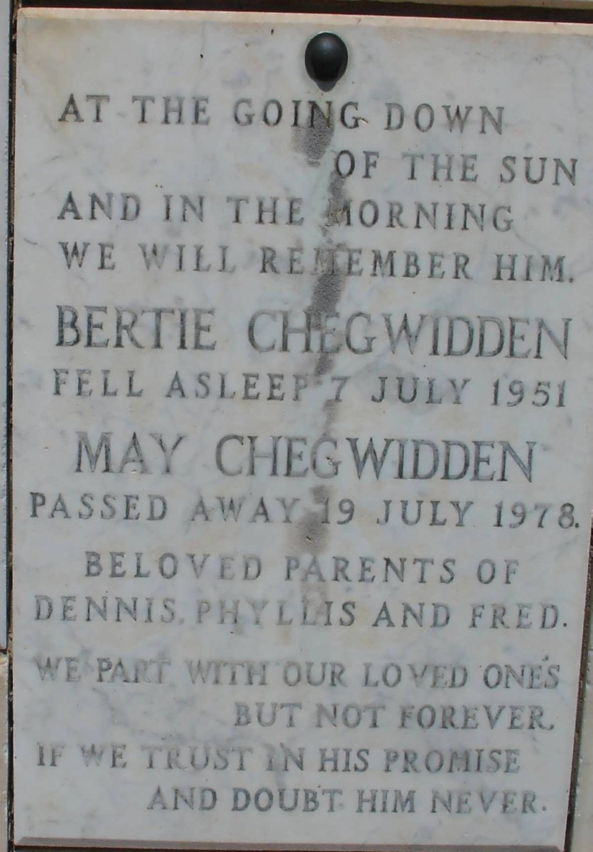 CHEGWIDDEN Bertie -1951 &amp; May -1978