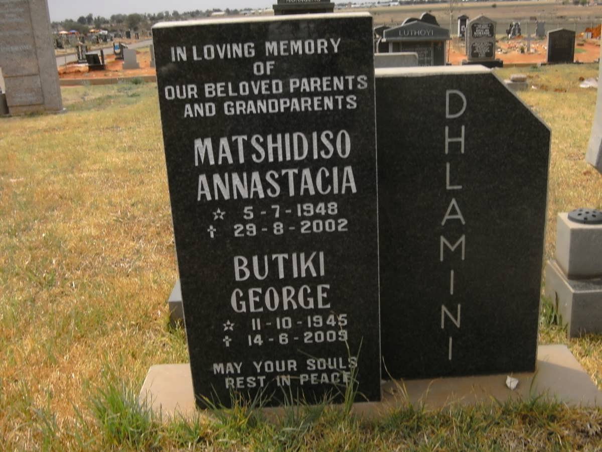 DHLAMINI Butiki George 1945-2003 &amp; Matshidiso Annastacia 1948-2002