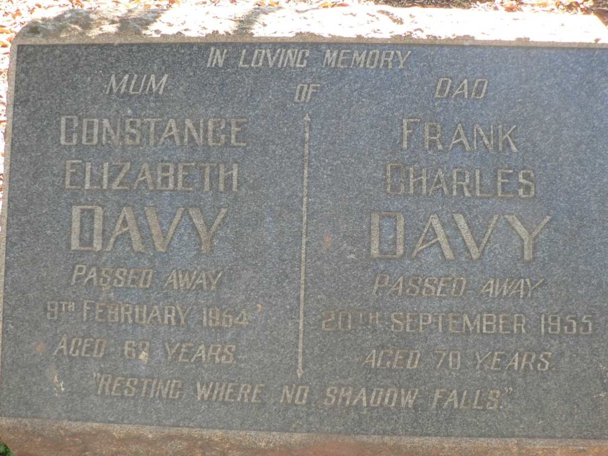 DAVY Frank Charles -1955 &amp; Constance Elizabeth -1954