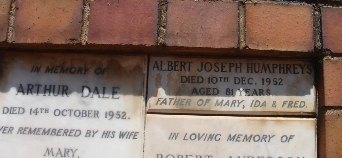DALE Arthur -1952 :: HUMPHREYS Albert Joseph -1952
