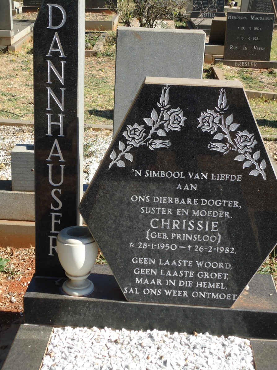 DANNHAUSER Chrissie nee PRINSLOO 1950-1982