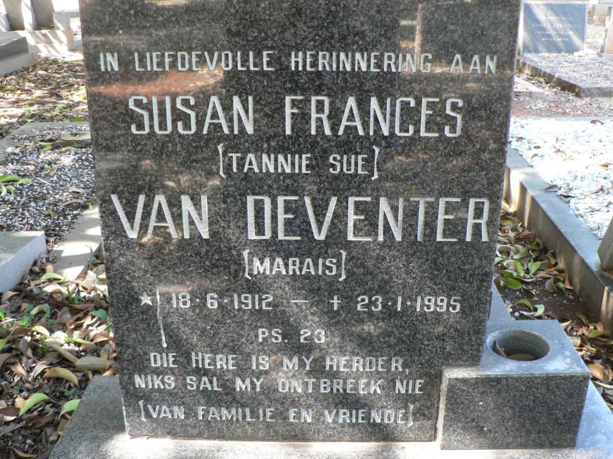 DEVENTER Susan Frances, van nee MARAIS 1912-1995