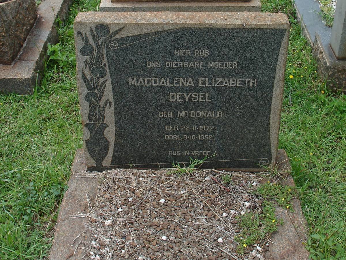 DEYSEL Magdalena Elizabeth nee McDONALD 1872-1952