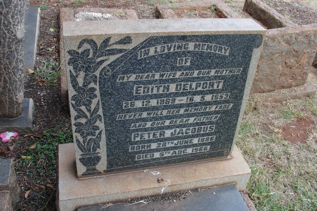 DELPORT Peter Jacobus 1886-1966 &amp; Edith 1889-1953