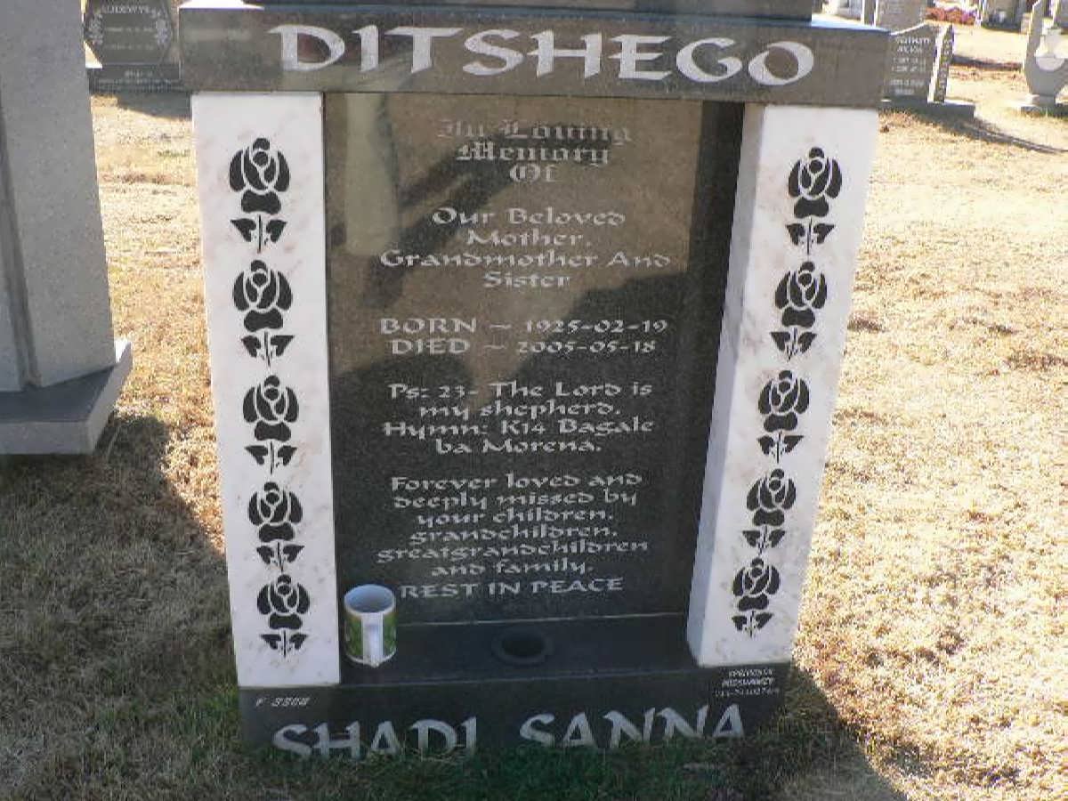 DITSHEGO Shadi Sanna 1925-2005