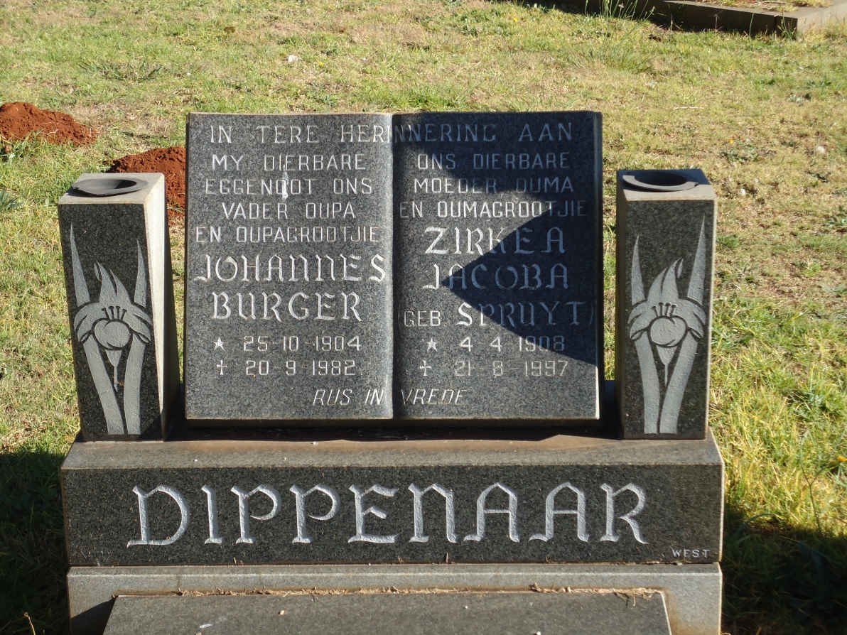 DIPPENAAR Johannes Burger 1904-1982 &amp; Zirkea Jacoba SPRUYT 1908-1997