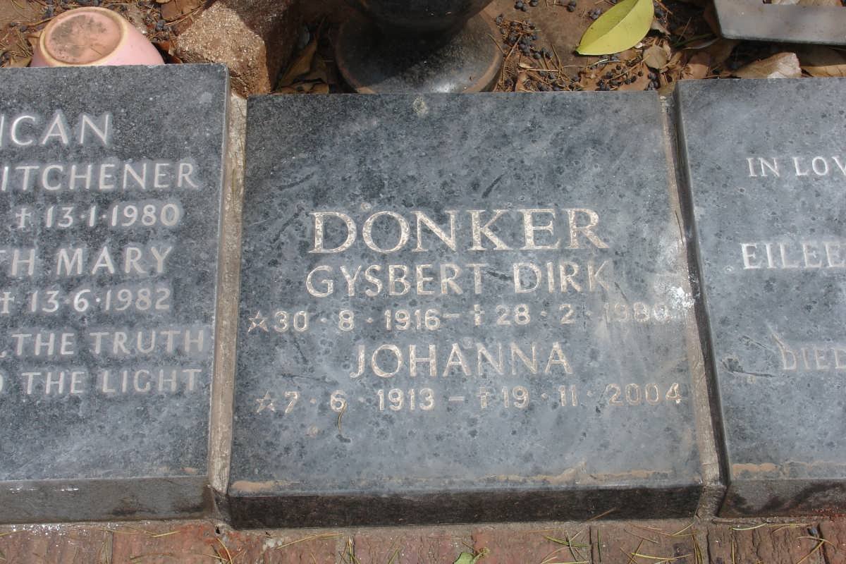 DONKER Gysbert Dirk 1916-1980 &amp; Johanna 1913-2004