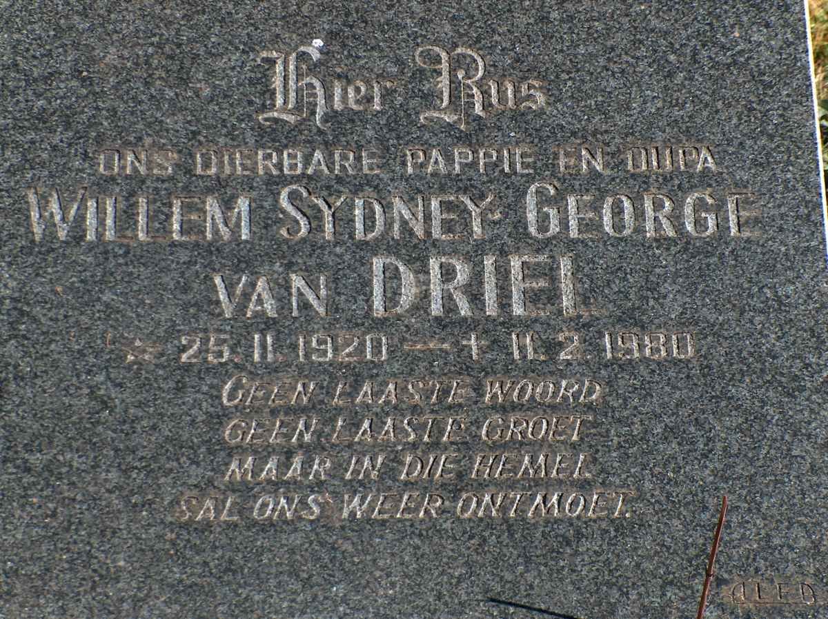 DRIEL Willem Sydney George, van 1920-1980